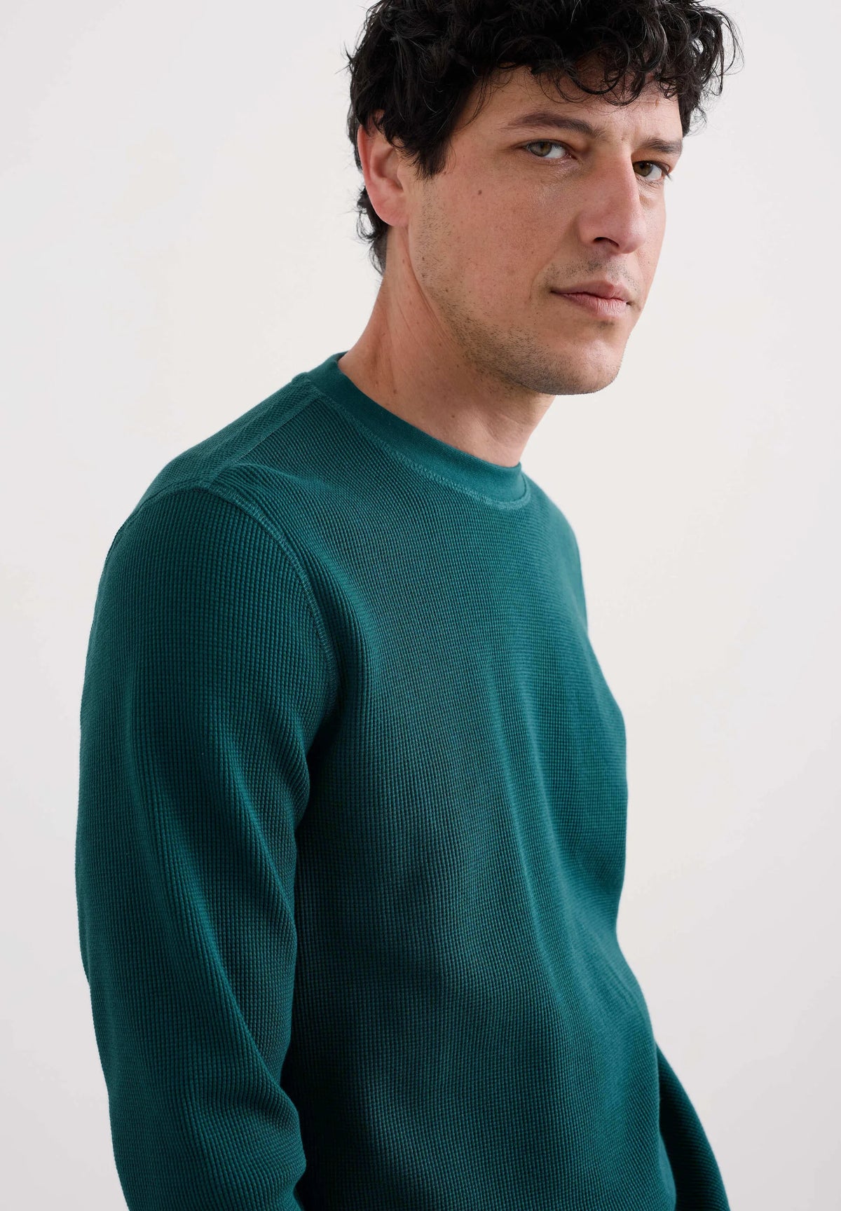 Seasalt Men's Jackline Long Sleeve Waffle Top in Kingfisher