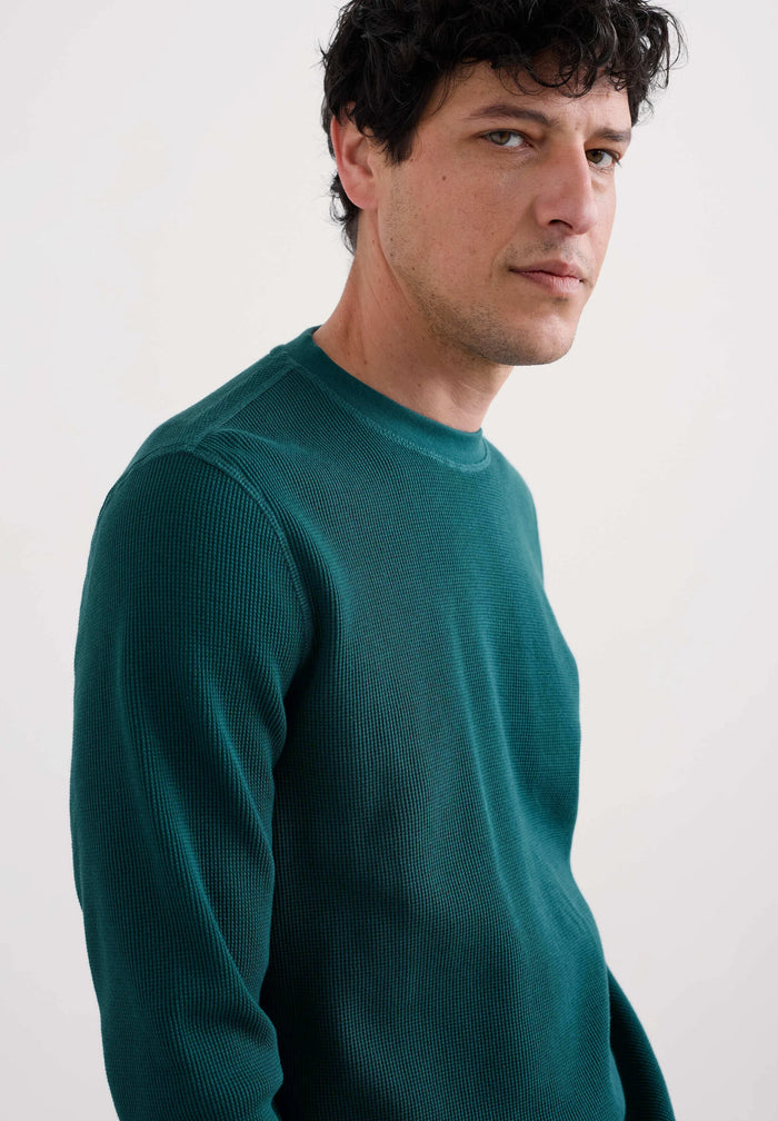 Seasalt Men's Jackline Long Sleeve Waffle Top in Kingfisher