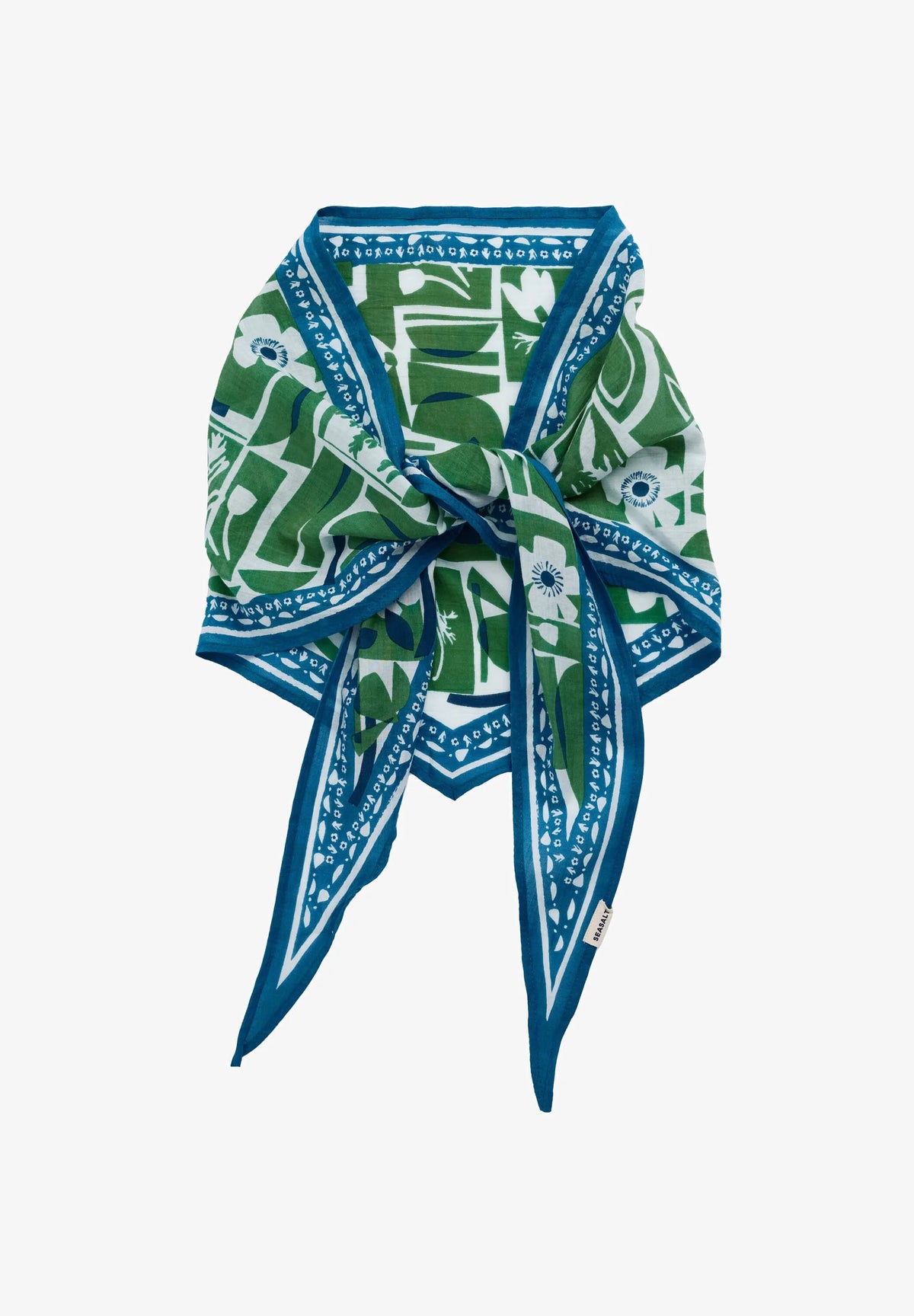 Seasalt Posy Triangle Scarf in Flora Collage Border Hedgerow
