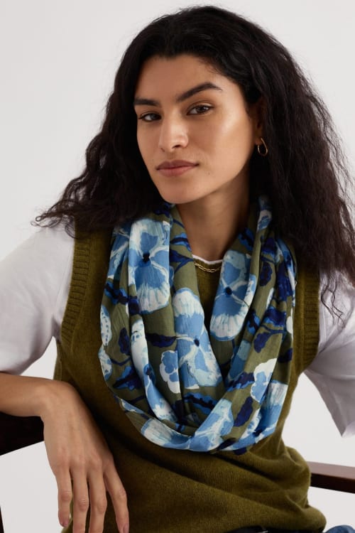 Seasalt May Garland Circle Scarf in Spring Pansy Seagrass