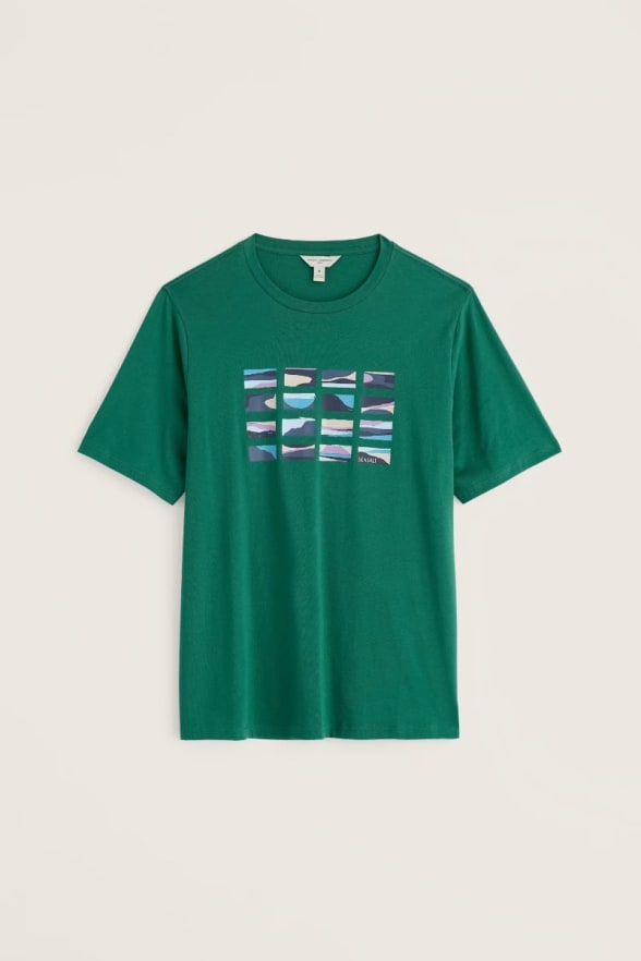 Seasalt Men's Loggerhead T-Shirt in Mini Scenes Ruscus Leaf