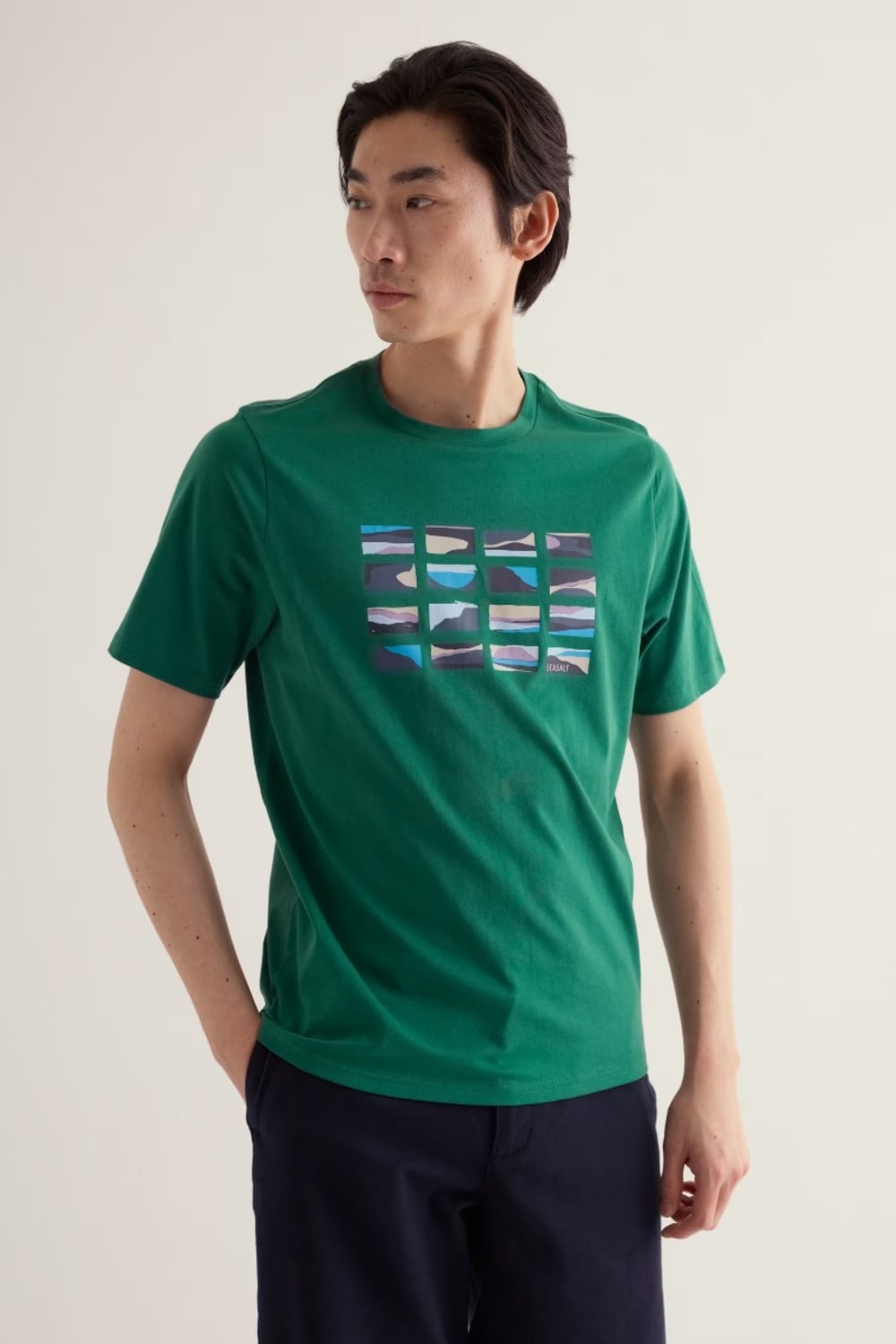 Seasalt Men's Loggerhead T-Shirt in Mini Scenes Ruscus Leaf
