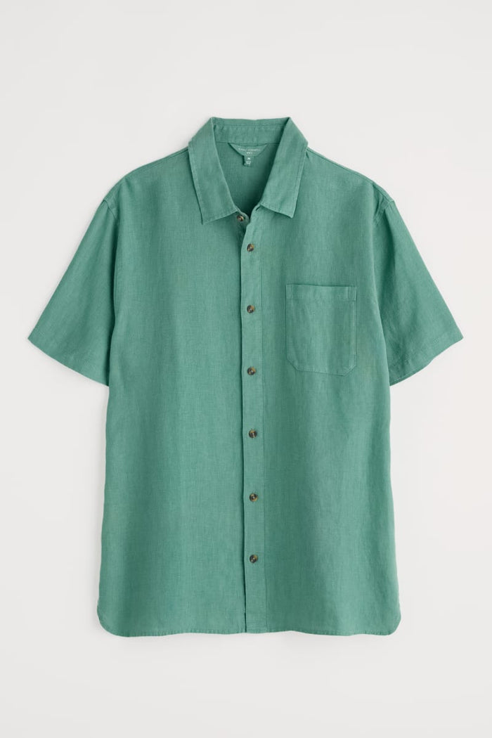 Seasalt Men's Carne Short Sleeve Linen Shirt in Mineral