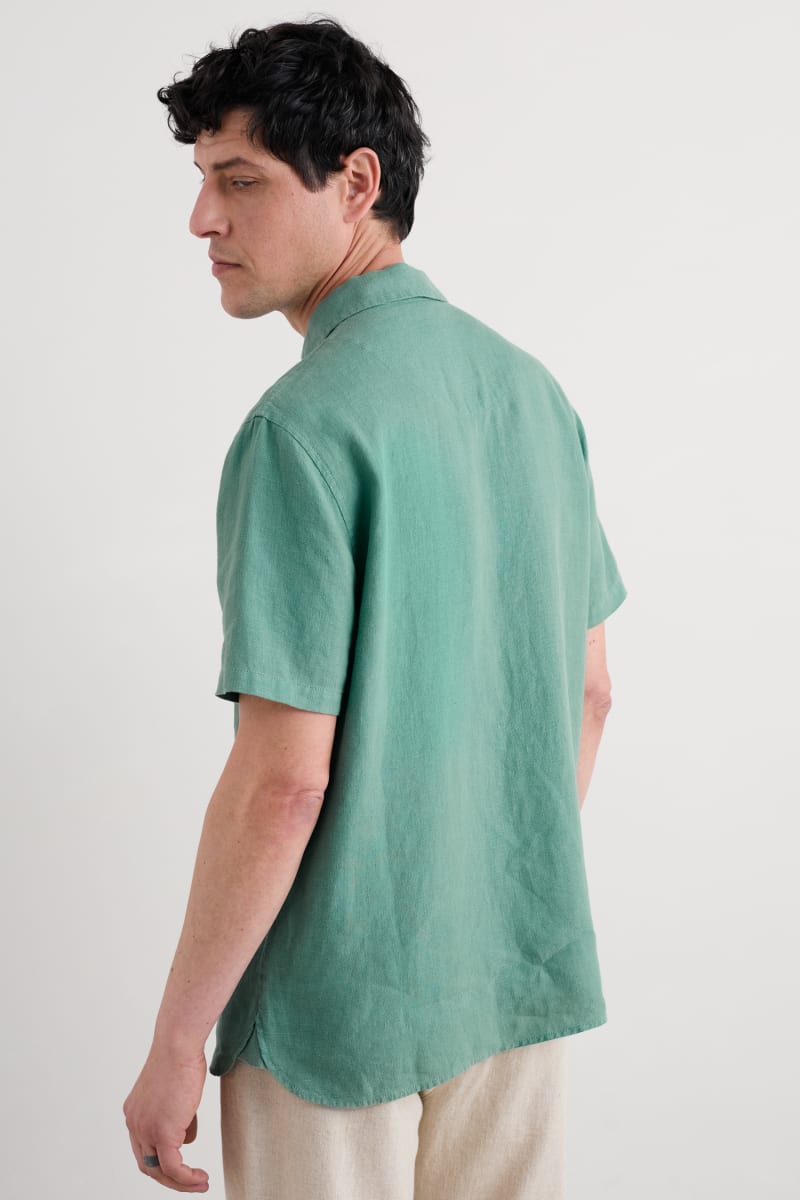 Seasalt Men's Carne Short Sleeve Linen Shirt in Mineral