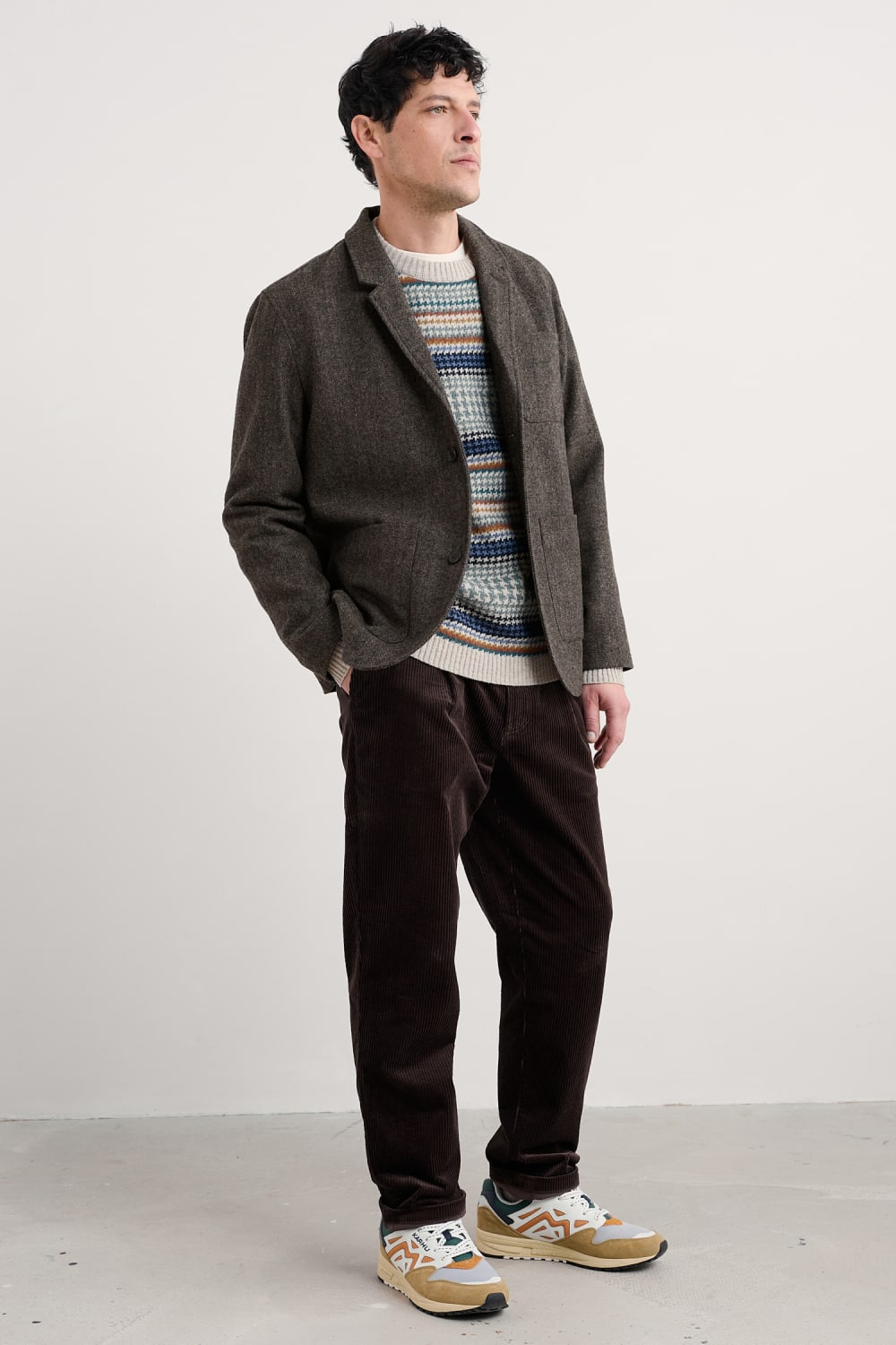Seasalt Men's Pelynt Textured Blazer in Bronn Burnt Wood