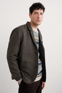 Seasalt Men's Pelynt Textured Blazer in Bronn Burnt Wood
