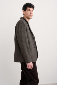 Seasalt Men's Pelynt Textured Blazer in Bronn Burnt Wood