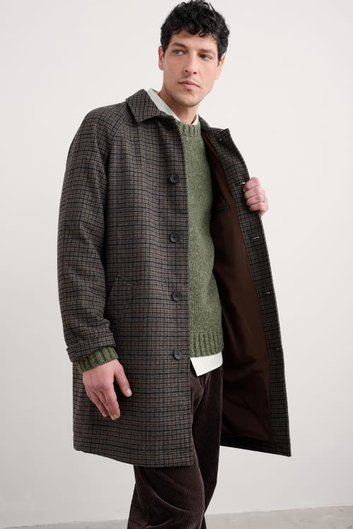 Seasalt Men's Roskorwell Overcoat in Cadan Pepper