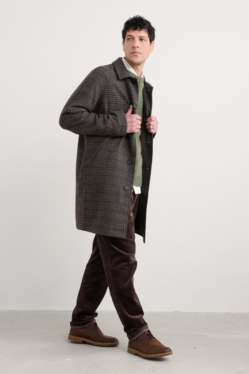 Seasalt Men's Roskorwell Overcoat in Cadan Pepper