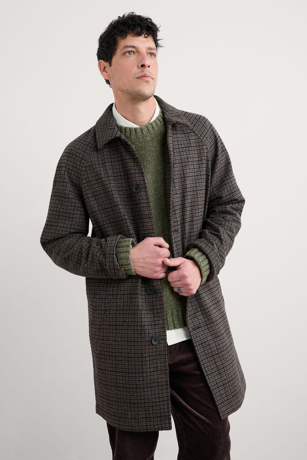 Seasalt Men's Roskorwell Overcoat in Cadan Pepper