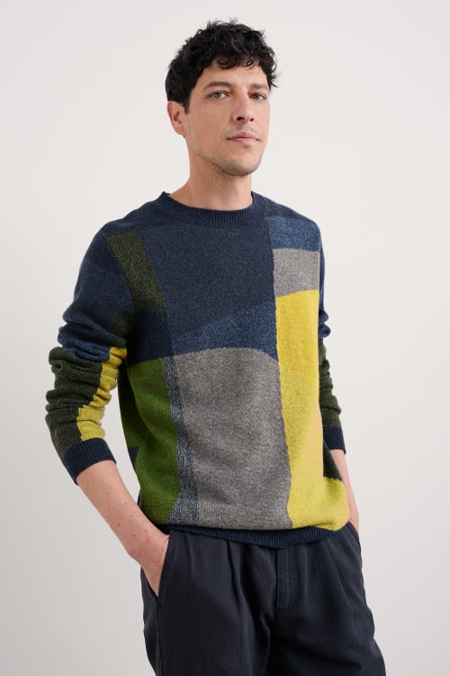 Seasalt Men's Carn Gloose Jumper in Gorse Multi