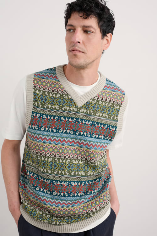Seasalt Men's Kitto Vest in Twigs Kingfisher