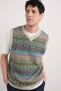 Seasalt Men's Kitto Vest in Twigs Kingfisher