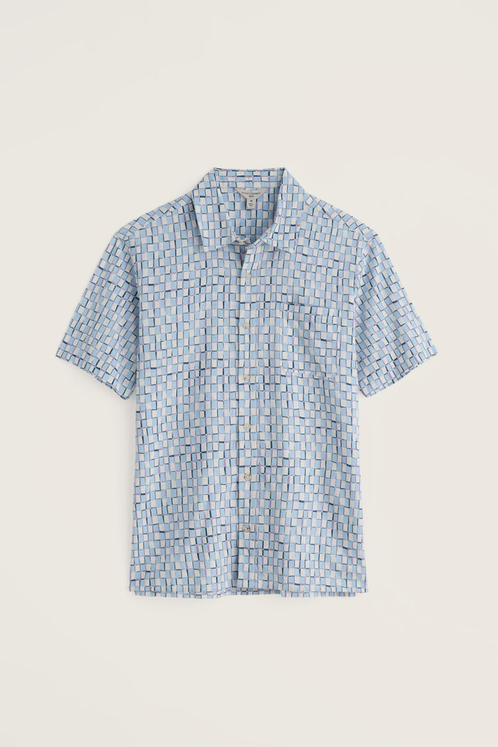 Men's Palores Short Sleeve Shirt in Table Check Waterfall