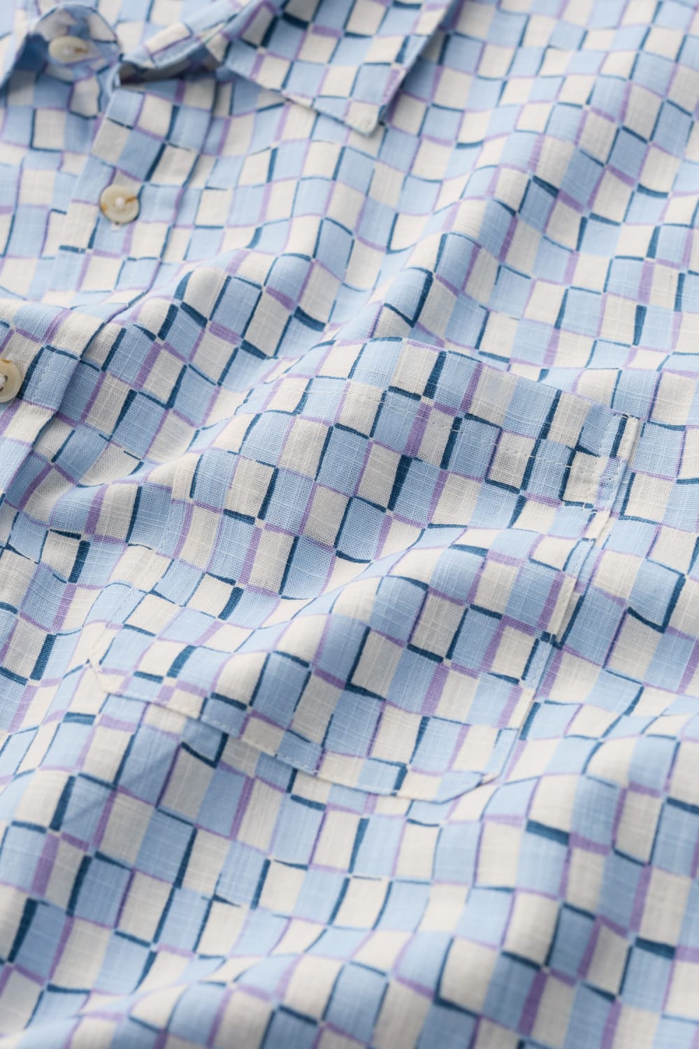 Men's Palores Short Sleeve Shirt in Table Check Waterfall