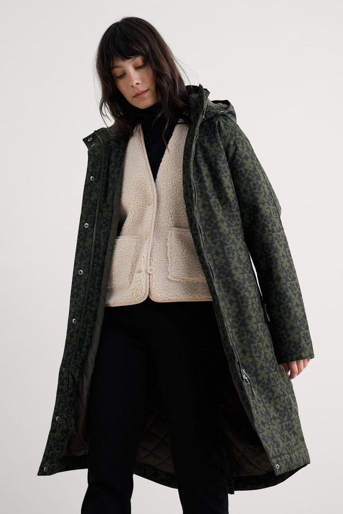 Janelle Waterproof Coat in Clay Stamp Highland