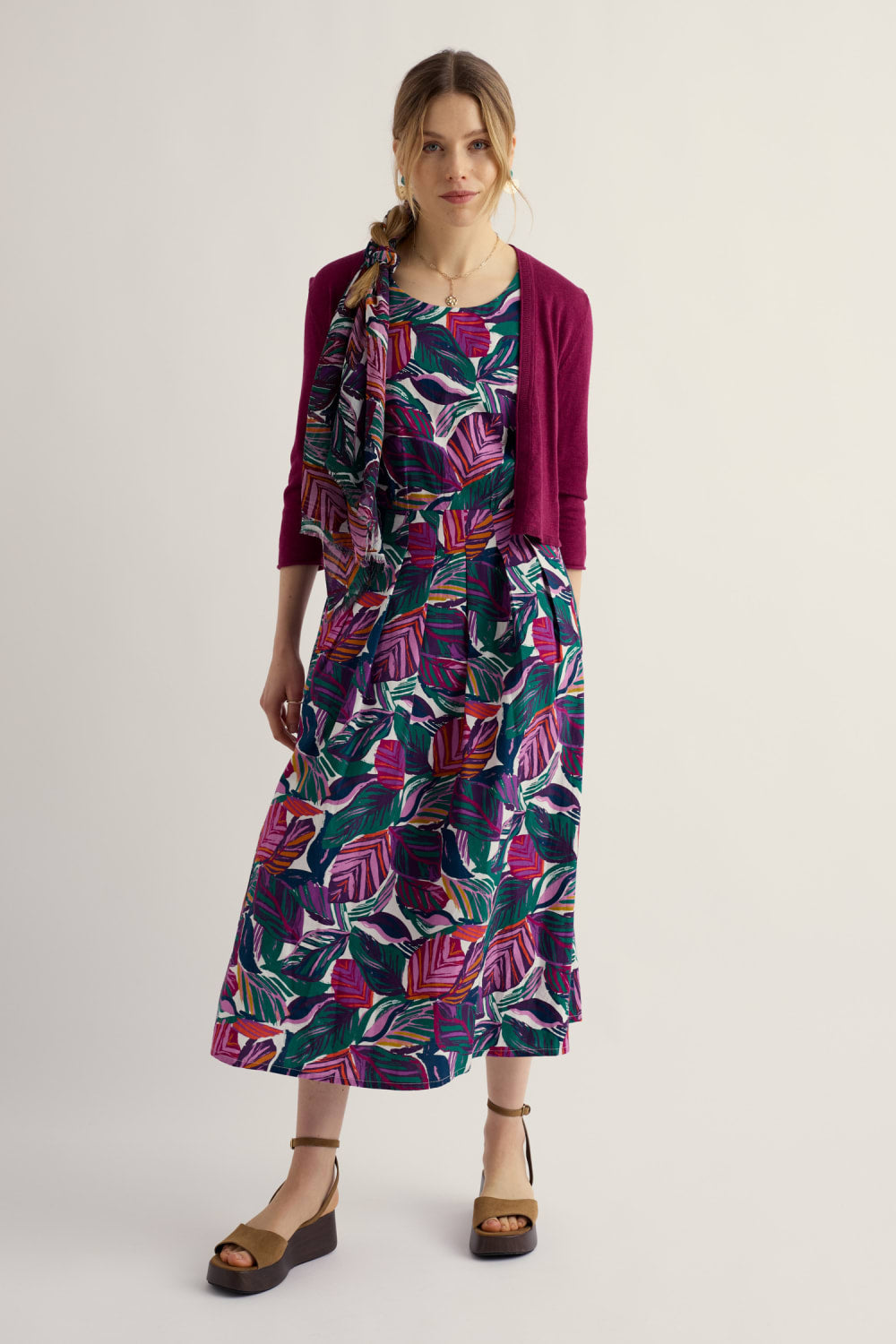 Belle Dress in Canna Leaves Chalk