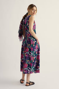Belle Dress in Canna Leaves Chalk
