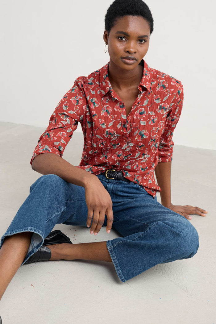 Seasalt Larissa Shirt in Artist Camellia Red Sail