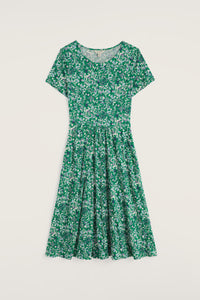 April Short Sleeve Dress in Woodland Floral Dark Stem