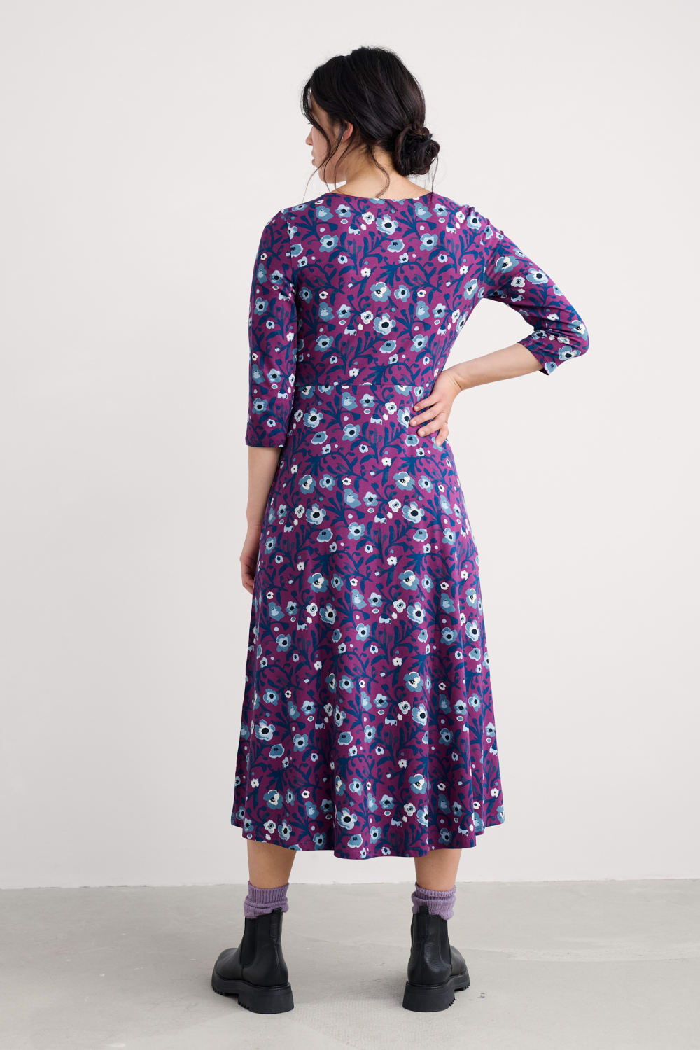 Veronica Short Sleeve Dress in Blotted Anemone Spring Heather