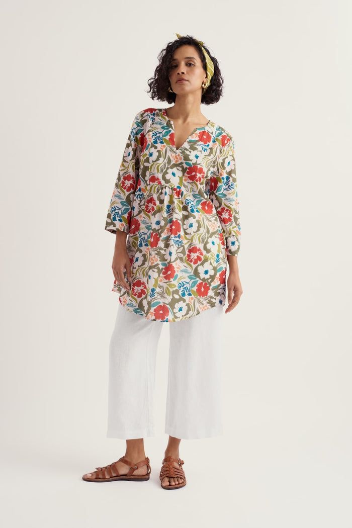 Op Art Tunic in Summer Shadows Chalk