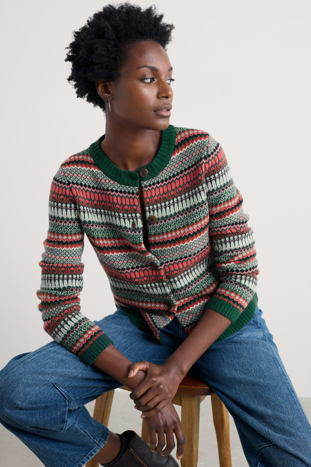 Percella Cove Cardigan in Weaving Needle Dark Forage Mix