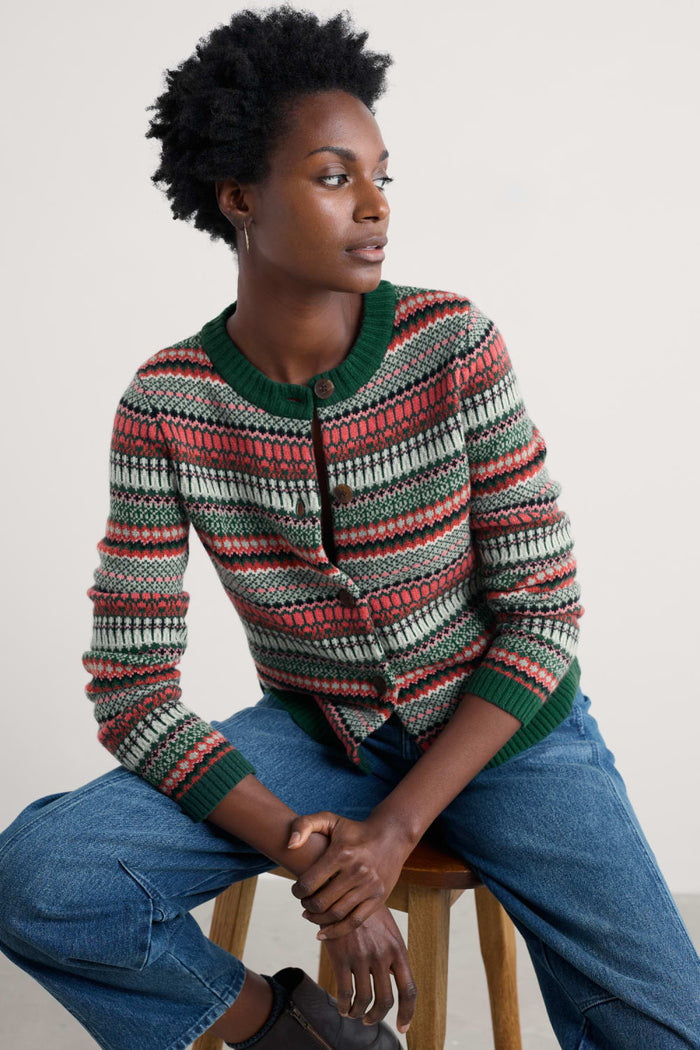 Percella Cove Cardigan in Weaving Needle Dark Forage Mix