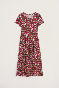 Veronica Short Sleeve Dress in Abstract Protea Chalk