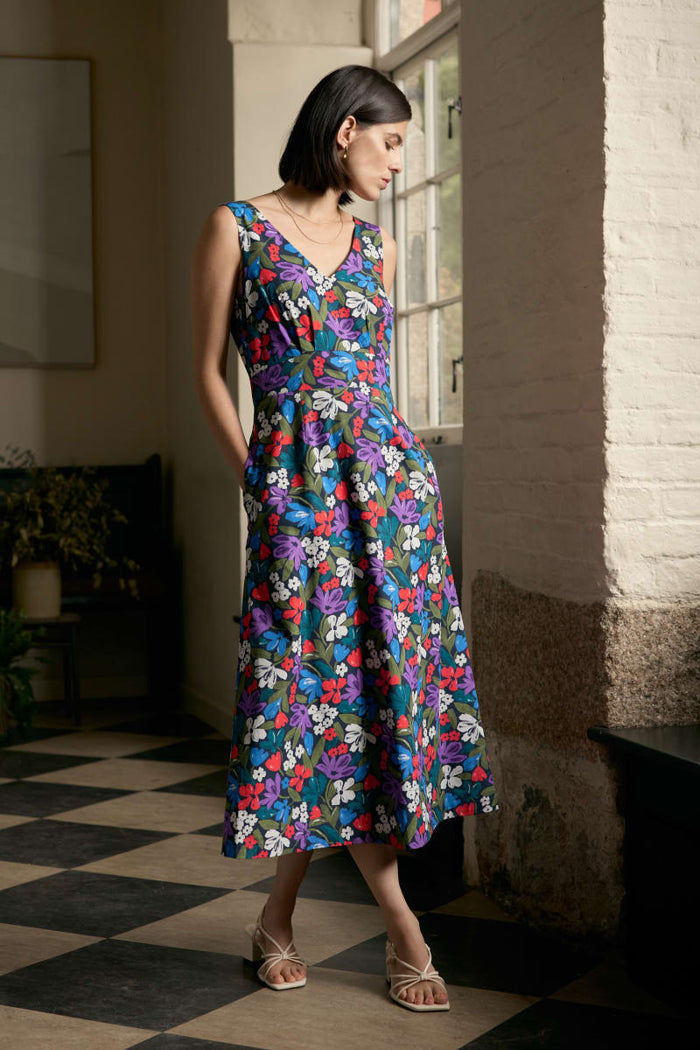 Sky Beyond Dress in Crayon Floral Maritime