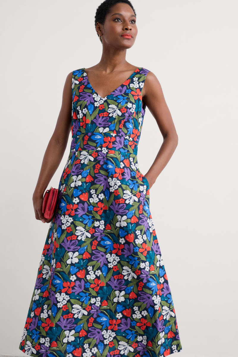 Sky Beyond Dress in Crayon Floral Maritime