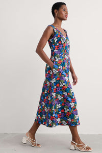 Sky Beyond Dress in Crayon Floral Maritime