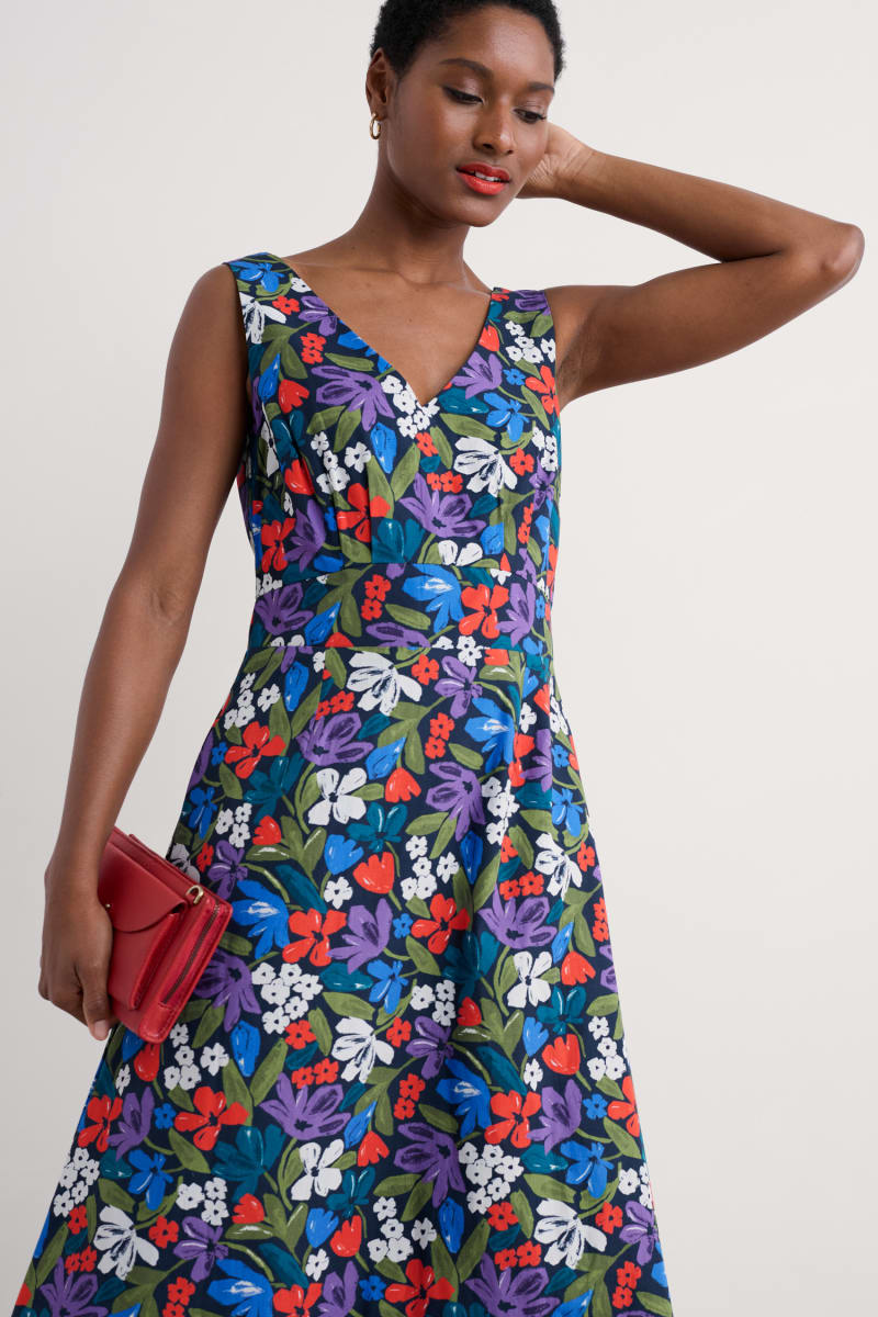 Sky Beyond Dress in Crayon Floral Maritime