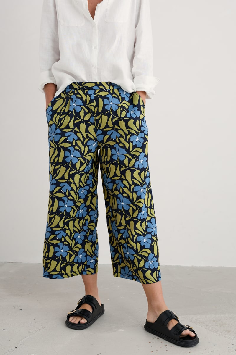 Seasalt Peaceful Haven Culottes in Leafy Floral Maritime
