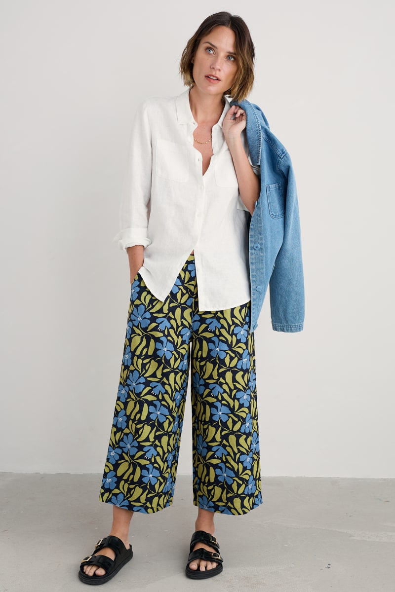 Seasalt Peaceful Haven Culottes in Leafy Floral Maritime