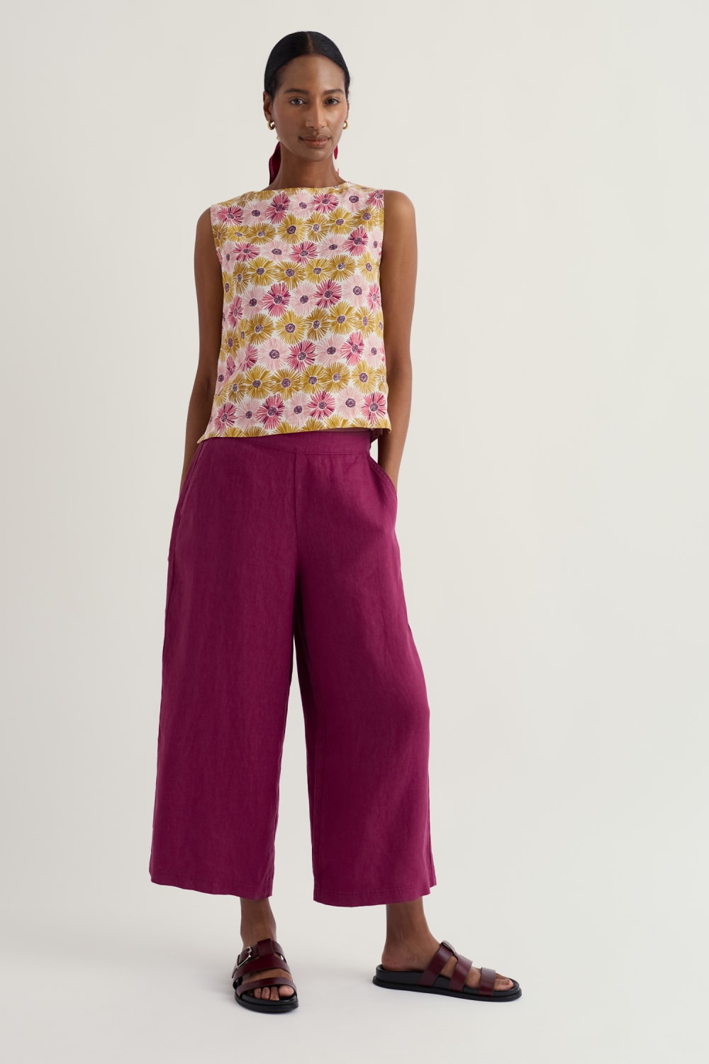 Merrivale Linen Culottes in Dark Freesia