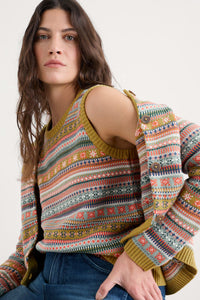 Seasalt Cove Cottage Knitted Vest in Carved Relief Pear Multi