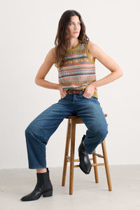 Seasalt Cove Cottage Knitted Vest in Carved Relief Pear Multi