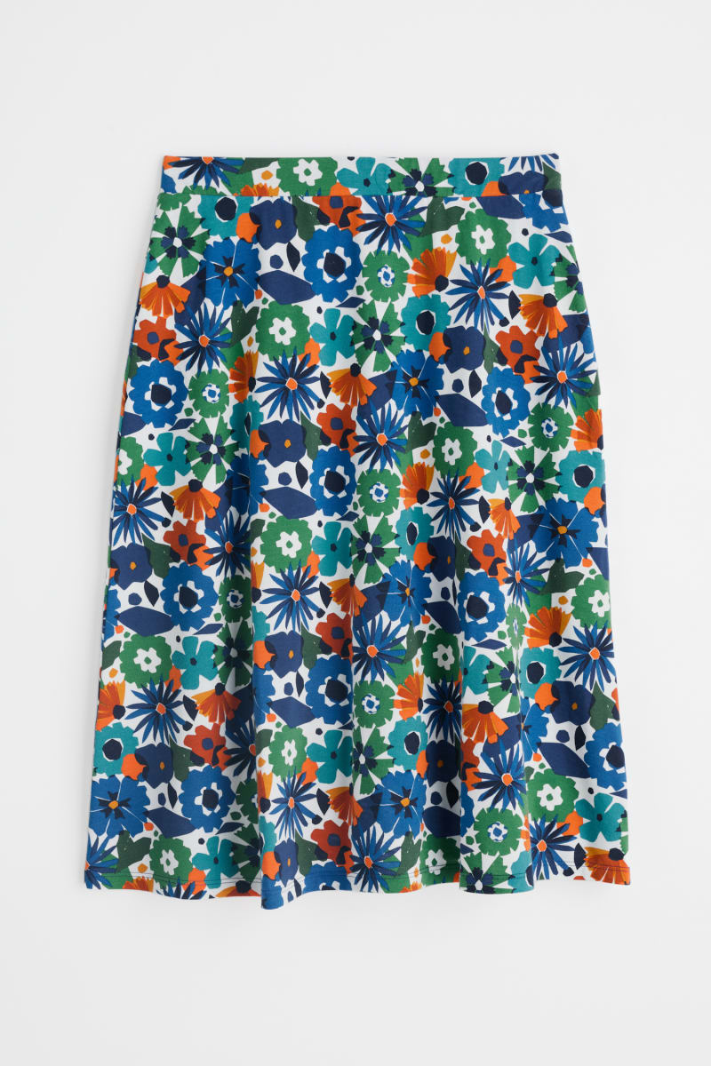 Seasalt Rose Skirt Screenprint Floral Chalk