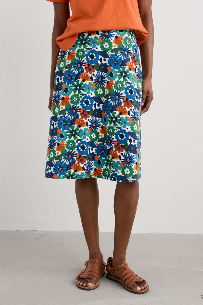Seasalt Rose Skirt Screenprint Floral Chalk
