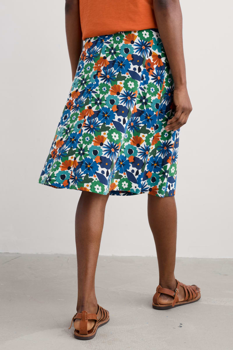 Seasalt Rose Skirt Screenprint Floral Chalk