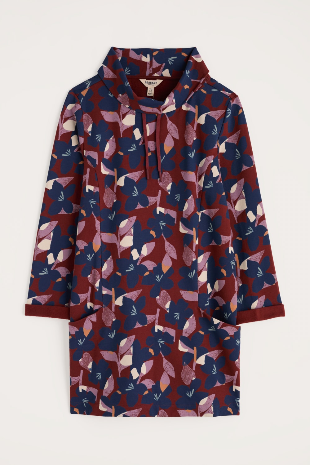 Seasalt Formative Brushed Back Jersey Tunic in Macro Flower Burgundy