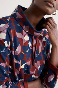 Seasalt Formative Brushed Back Jersey Tunic in Macro Flower Burgundy