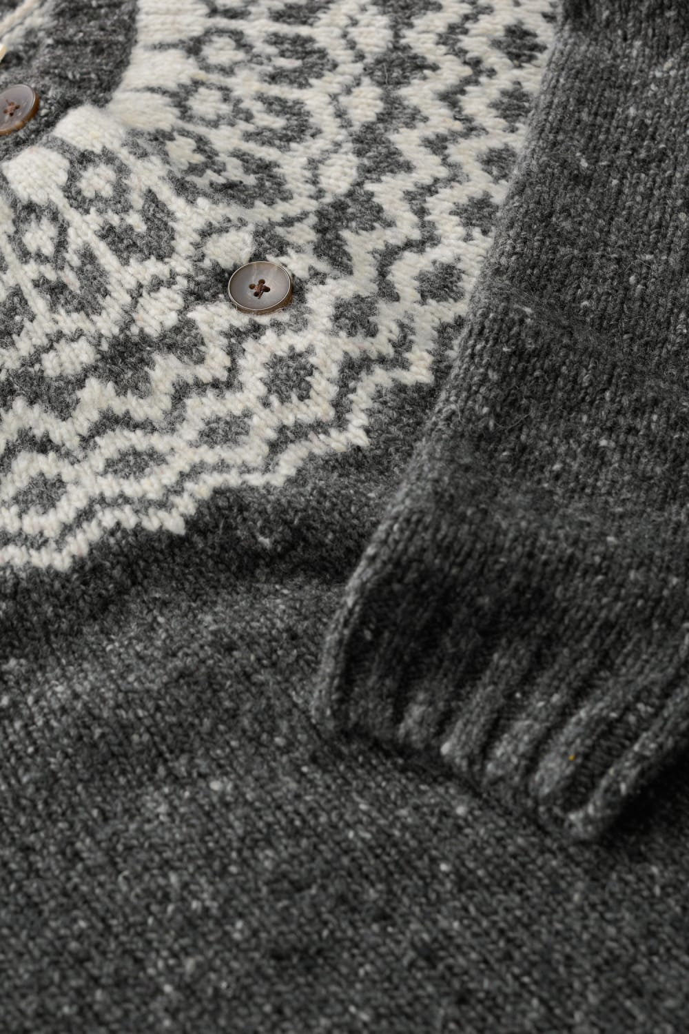 Seasalt Port Kinnis Fair Isle Cardigan in Wag Tail Coal Aran
