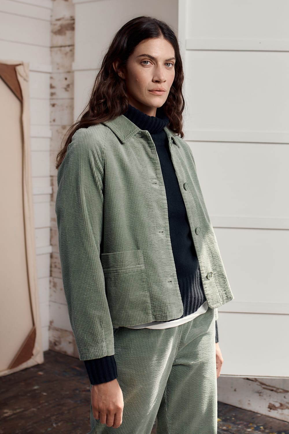 Seasalt Ocean Mist Cord Jacket in Dusky Green