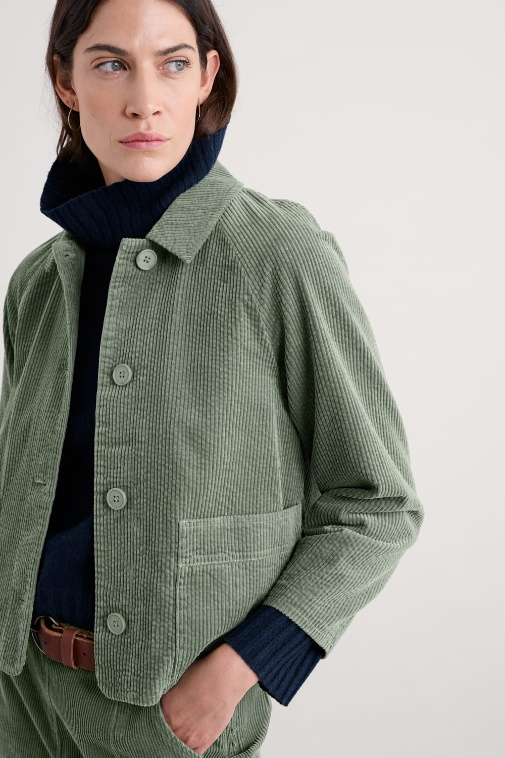 Seasalt Ocean Mist Cord Jacket in Dusky Green
