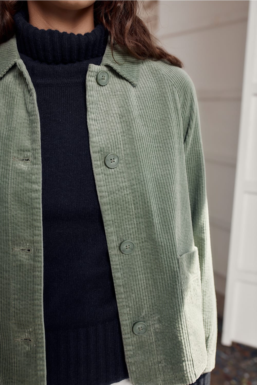 Seasalt Ocean Mist Cord Jacket in Dusky Green
