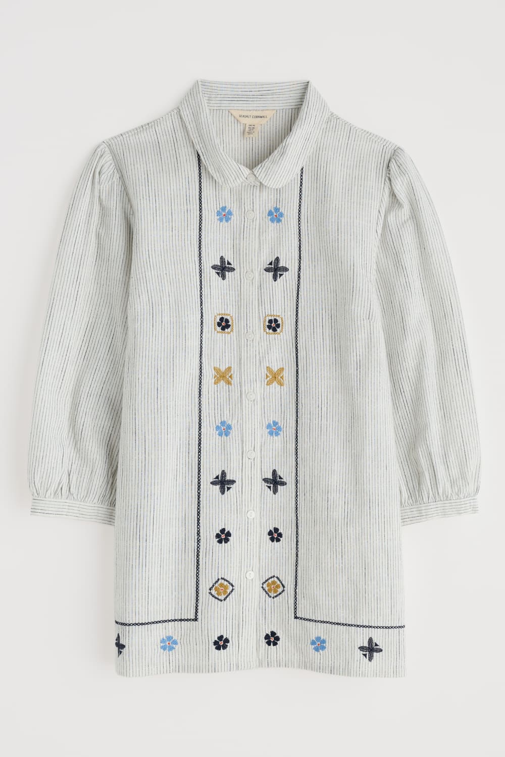 Seasalt Hope Cottage Embroidered Blouse in Simplicity Stripe Chalk Maritime