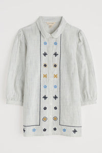 Seasalt Hope Cottage Embroidered Blouse in Simplicity Stripe Chalk Maritime