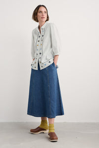 Seasalt Hope Cottage Embroidered Blouse in Simplicity Stripe Chalk Maritime